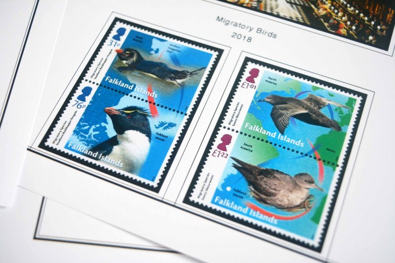 COLOR PRINTED FALKLAND ISLANDS 2011-2020 STAMP ALBUM PAGES (36 illustr. pages)