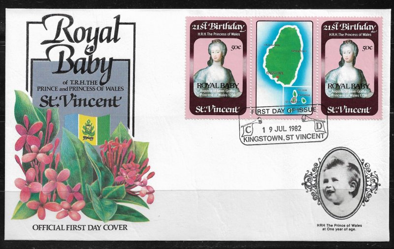 1982 St. Vincent #652 Birth of Prince William pair with label FDC