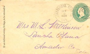 United States California Bakersfield, Kern Co. 1882 target  Postal Stationery...