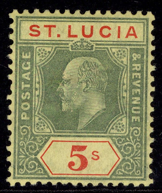 ST. LUCIA EDVII SG77, 5s green & red/yellow, M MINT. Cat £60.