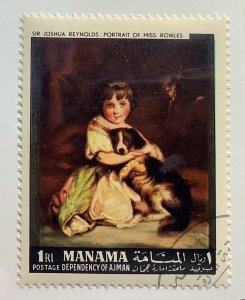 Manama 1968 Mi 435A CTO - 1r, Miss Rowles with her dog by Joshua Reynolds