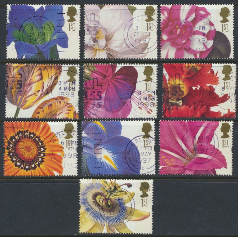 GB  SC# 1713 -1722  Flowers 1997  SG 1955 -1964  Used set of 10  as per scan 