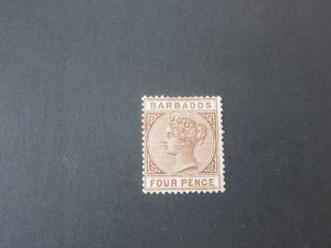 Barbados 1885 Sc 65 toning MH