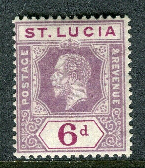 ST.LUCIA; 1912 early GV issue fine Mint hinged Shade of 6d. value