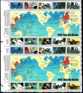 WWII 1942 Into the Battle Sheet of Twenty 29 Cent Postage Stamps Scott 2697