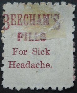 New Zealand 1893 Five Pence with Beechams Pills Headache advert SG 223a used