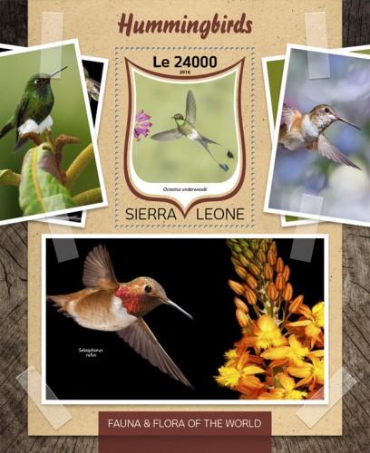 SIERRA LEONE 2016 SHEET HUMMINGBIRDS COLIBRIS BIRDS srl16810b