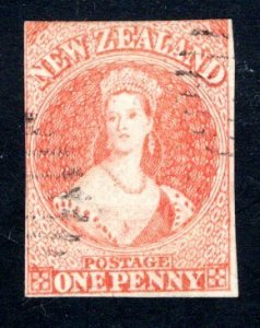 New Zealand  #7   F/VF, Used, Three margin copy, CV $825.00   .....  4330007