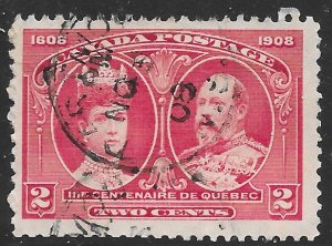 Canada Scott 98 Used 2c carmine Quebec Tercentenary issue of 1908