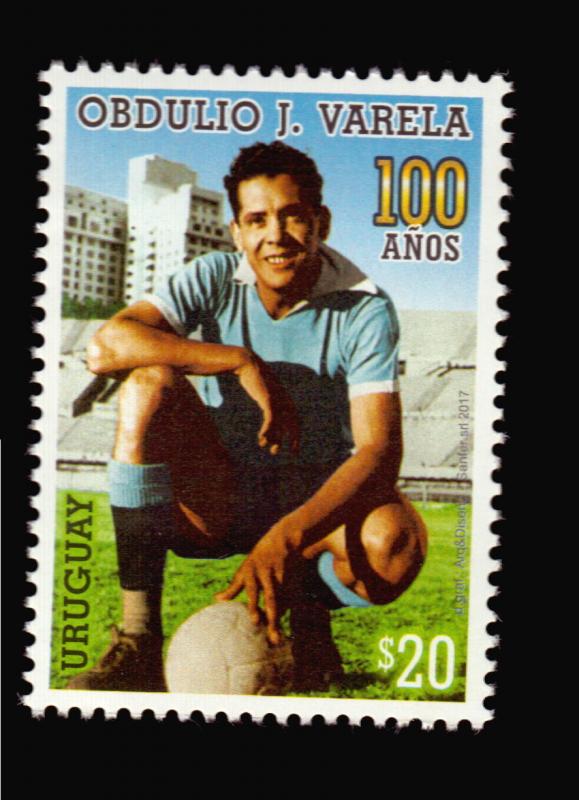 URUGUAY 2017 SOCCER 100 ANIV OF 1950 WORLD CUP CAPTAIN OBDULIO VARELA MNH STAMP 