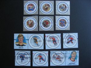 Hockey in Canada Sc 1838a-f, 1885a-f 2000, 2001 used full sets of 6 singles