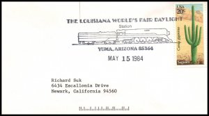 US Louisiana World's Fair Daylight Yuma,AZ 1984 Cancel Cover