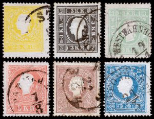 Austria Scott 6-11, Type II (1858-59) Used F-VF Complete Set, CV $379.15 J