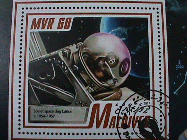 ​MALDIVES-2017 SC# 3989-60TH ANNIV: 1ST SPACE DOG LAIKA-IN SPACE CTO SHEET VF