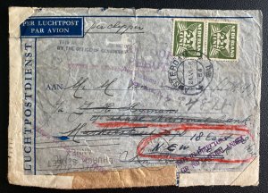 1941 Amsterdam Netherlands Airmail Censored Cover To Detained In New York USA