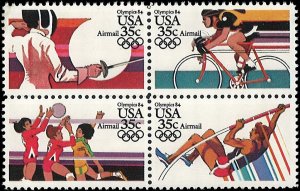 US Scott# C112a 1983 35c multi  Summer Olympics ; Se-Tenant Block of 4;  TAGG...