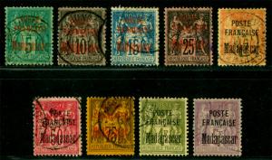 French MADAGASCAR 1895 Peace & Commerce - complete set  Sc#14-22 used