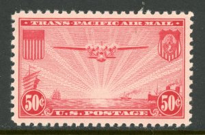 USA 1937 Airmail 50¢ Red Trans Pacific Plate Number Single Scott C22 MNH Y615