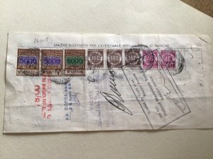 Italy Revenue stamps on reverse of cheque document A11770