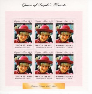 Union Island 1997 Sc#251 Diana,Princess of Wales Sheetlet (6) MNH