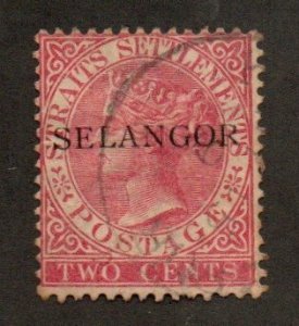 Malaya -Selangor 9A Used. Overprint 16 1/2mm