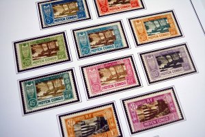 COLOR PRINTED MIDDLE CONGO 1907-1933 STAMP ALBUM PAGES (10 illustrated pages)