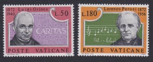 Vatican Caritas Founder Luigi Orione Music Composer 2v 1972 MNH SC#526-527