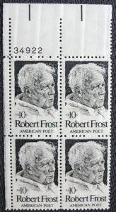 U.S.#1526 Robert Frost 10c Plate Block of 4, MNH.  P#34922 UL