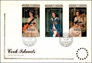 Cook Islands B136,B137,B139 Souvenir Sheets U/A FDC