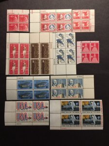 US, C64-C76, COMPLETE DECADE 1960'S, MNH VF PLATE BLOCK, AIRMAIL