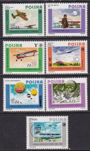 Poland 1984 Sc 2643-9 Polish Aviation Stamp MNH