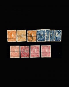 VINTAGE:VENEZUELA 1879 LH,HR SCOTT# 49-57 $174.50 LOT#VE4953ABC