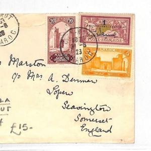 French Colonies Morocco *TAZA HAUT* Merson Franking Cover Somerset 1928 AK160