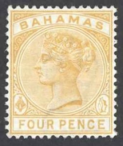 Bahamas Sc# 29 MH 1884-1890 4p yellow Queen Victoria