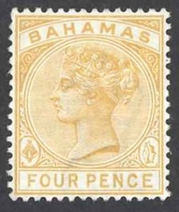 Bahamas Sc# 29 MH 1884-1890 4p yellow Queen Victoria