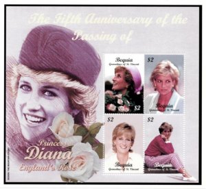 Bequia 2003 - Princess Diana  - Sheet of 6 Stamps -  Scott #317 - MNH