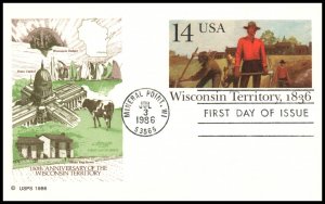 US UX113 Wisconsin Territory Artmaster Postal Card U/A FDC