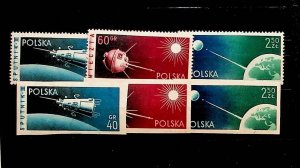 Poland Sc 875-7 MNH Perf & Imperf Set of 1959 - Space, Sputnik