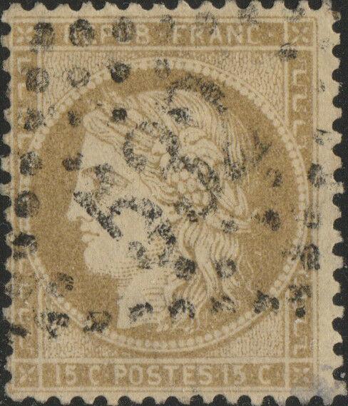 FRANCE - Yv.59 15c bistre (petits chiffres) - obl. GC 532 (Bordeaux) - TB