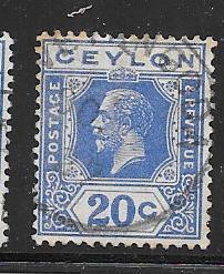 Ceylon #237a  20c  King George V ultra (U) CV $6.00