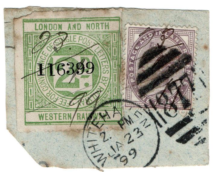 (I.B) London & North Western Railway : Letter Stamp 2d (Whitehaven Postal)