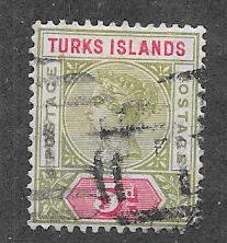 Turks Islands #57 5p Queen Victoria (U) CV$27.50