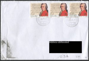 Vatican 2020 Mozart Stamps on Cover