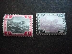 Stamps - Malay Federated States - Scott# 28, 32 - Mint Hinged 2 Stamps