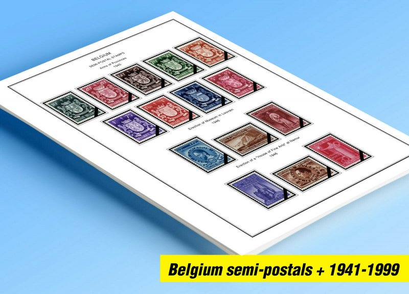 COLOR PRINTED BELGIUM SEMI-POSTALS+ 1941-1999 STAMP ALBUM PAGES (130 ill. pages)