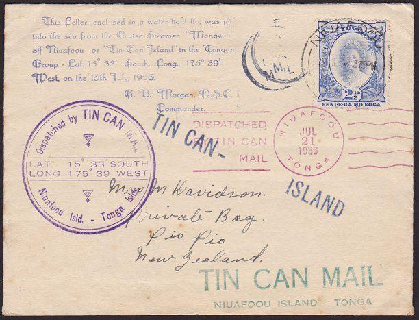 TONGA 1936 Tin Can Mail cover - SS Monowai..................................5341