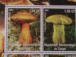 ​CONGO-2001-COLORFUL-LOVELY MUSHROOMS-MNH SHEET-VF-LAST ONE HARD TO FIND