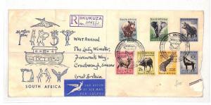 AH215 1954 SOUTH AFRICA *Skukuza* ANIMALS ISSUE FDC High Values{samwells-covers}