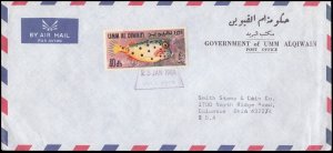 Umm Al Qiwain 1969 Fish Stamp on cover (643)