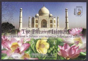 Pitcairn Is.-Sc#713a- id12-unused NH sheet-Flowers-2011-